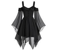 Vestito Da Donna Per Halloween Strega Elegante Vestito Da Steampunk Gotico Da Palazzo Pipistrello Costumi Di Halloween Horror Con Maniche a Farfalla Costume Da Strega Cosplay In Pizzo Abito Da Vampiro