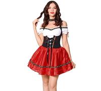 Vestito da donna per Oktoberfest, vestito bavarniano tradizionale a maniche corte a sbuffo, costume per Halloween, taglie S-4XL