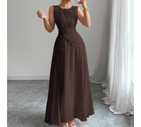 Vestito da donna per primavera ed estate, stile francese romantico vintage elegante casual da resort, da indossare per un pomeriggio in spiaggia o per un tea festa serale, in tessuto di chiffon plisse