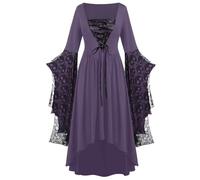 Vestito da Donna Vittoriano - Abito Medievale da Donna con Lacci Vintage Gotico Stile Palazzo Manica del Corno Abito Gotico Costume da Regina Donna per Halloween Vittoriano