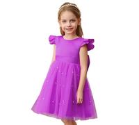 Vestito da festa per ragazza, principessa, abito da sera, linea A, abito da festa, elegante, estivo, per il pianoforte, per la ragazza di fiori, abito di compleanno, Lilla, 18 mesi