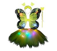Vestito da folletto illuminato - Vestito scintillante per gioco di ruolo, set di travestimenti luminosi per bambini, taglia da a undici anni + batteria a bottone inclusa, tessuto di alta