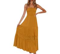 Vestito da Mare Giovanili Casa Eleganti Offerte A Tempo Fashion Western Vestiti Lunghi Donna Estivi Eleganti Matrimonio Dresses for Women Indiana Abito Chemisier Donna Giallo S