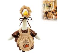 Vestito da oca da pellegrino del Ringraziamento per statua d'oca in cemento da 58 cm, abito marrone con grembiule a zucca "Happy Thanksgiving e cappello con volant per autunno raccolto cortile