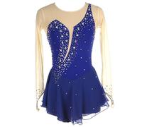 Vestito da Pattinaggio Artistico, Girocollo Vuoto Giunzione Body Ginnastica Artistica Danza, Vestito da Balletto Danza Tuta da Ballo da Competizione A Maniche Lunghe