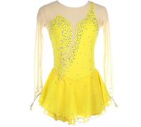 Vestito da Pattinaggio Artistico, Girocollo Vuoto Giunzione Body Ginnastica Artistica Danza, Vestito da Balletto Danza Tuta da Ballo da Competizione A Maniche Lunghe
