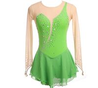 Vestito da Pattinaggio Artistico, Girocollo Vuoto Giunzione Body Ginnastica Artistica Danza, Vestito da Balletto Danza Tuta da Ballo da Competizione A Maniche Lunghe