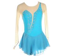 Vestito da Pattinaggio Artistico Personalizzato, Girocollo Vuoto Giunzione Body Ginnastica Artistica Danza, Vestito da Balletto Danza Tuta da Ballo da Competizione A Maniche Lunghe