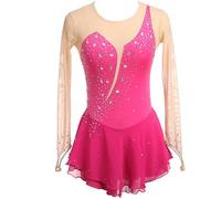 Vestito da Pattinaggio Artistico Personalizzato, Girocollo Vuoto Giunzione Body Ginnastica Artistica Danza, Vestito da Balletto Danza Tuta da Ballo da Competizione A Maniche Lunghe