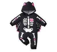 Vestito Da Pipistrello Bambina Pagliaccetto Scheletro Per Bambini Vintage Completini Da Carnevale Baby Con Cappello Tuta Ragazza Unisex Cosplay Tutine Per Ragazzi e Ragazze Di Halloween Body 2025