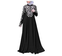 Vestito da preghiera da donna musulmana 1 pezzo tinta unita lunghezza intera abito da preghiera musulmana donna manica lunga casual ideale per Ramadan Islam Caftan Abaya Islam, Nero , L