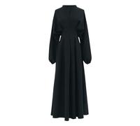 Vestito da preghiera da donna musulmana, abito a maniche lunghe da donna, chic a vita alta, abbigliamento etnico, scollo a metà alto, tinta unita, abaya lunga, taglia grande