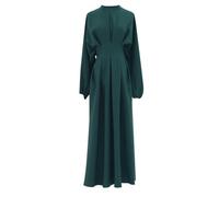 Vestito da preghiera da donna musulmana, abito a maniche lunghe da donna, chic a vita alta, abbigliamento etnico, scollo a metà alto, tinta unita, abaya lunga, taglia grande