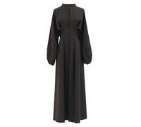 Vestito da preghiera da donna musulmana, abito a maniche lunghe da donna, chic a vita alta, abbigliamento etnico, scollo a metà alto, tinta unita, abaya lunga, taglia grande