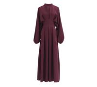 Vestito da preghiera da donna musulmana, abito a maniche lunghe da donna, chic a vita alta, abbigliamento etnico, scollo a metà alto, tinta unita, abaya lunga, taglia grande