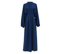Vestito da preghiera da donna musulmana, abito a maniche lunghe da donna, chic a vita alta, abbigliamento etnico, scollo a metà alto, tinta unita, abaya lunga, taglia grande