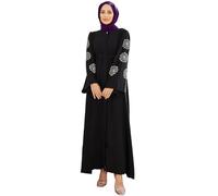 Vestito da preghiera da donna musulmana, abito musulmano, a maniche lunghe, elegante e chic con perline pesanti e strass, abbigliamento etnico islamico lungo Abaya