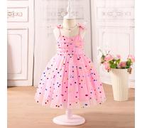 Vestito da principessa in tulle per bambina, in rete rosa a pois, abito da cerimonia, adatto per feste di compleanno, servizi fotografici, attività all'aperto, matrimoni (misure 4-7 anni) 6Y,7Y,4Y,5YF