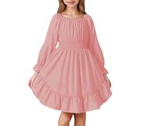 Vestito da principessa invernale da bambina, con maniche lunghe a sbuffo, elegante, a vita alta, a vita alta, casual, tinta unita, per sera, matrimonio, compleanno, ballo di fine anno, carnevale