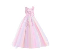 Vestito da Principessa per Bambini Abiti per Bambina Matrimonio Elegante Abito da Principesse Pizzo Pieghettato Abito da Sera in Tulle Morbido Abbigliamento per Prom Comunionrobe