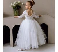 Vestito da principessa per ragazze pre-adolescenti con scollo a V profondo e bordo in pizzo, adatto per feste di compleanno, Pasqua, matrimoni, balli scolastici, occasioni festive 8Y,9Y,10Y,14Y,11Y,12