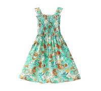Vestito da ragazza di fiore per le donne europee estate grande ragazza abito sottoveste spiaggia etnico cotone seta vestito per bambini bambina abito in velluto a coste, Verde, 13-14 Anni
