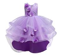 Vestito da ragazza in tulle con paillettes Abito estivo senza maniche da principessa con fiori Abito da passerella Performance Dress Toddler Baby, Viola, 10-11 Anni