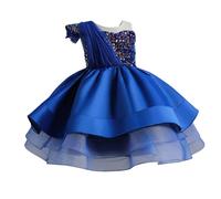 Vestito da ragazza per la primavera e il compleanno dei bambini, passerella, tutù, gonna da ragazza, con paillettes, per pianoforte, performance, costume da sera, Blu, 5-6 Jahre