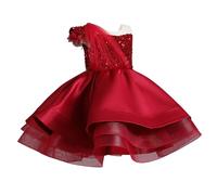 Vestito da ragazza per la primavera e il compleanno dei bambini, passerella, tutù, gonna da ragazza, con paillettes, pianoforte, performance, costume da sera per ragazze, Colore: rosso, 9-10 Anni