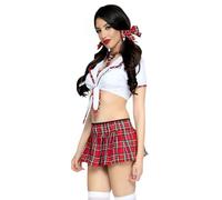 Vestito da scolaretta con personaggi anime, 6 pezzi, colore rosso, per cosplay e giochi di ruolo