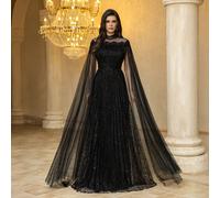 Vestito da sera aderente da donna con colletto alto, maniche a pipistrello, e nappe, stampa casuale [Random Print] del marchio UNITHORSE L,M,SColore unicoTessuto in tulle