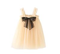 Vestito da spiaggia con paillettes, abito senza maniche, in tulle, da principessa, con fiocco, casual, per compleanno, tutù 16Y, per bambini, da spiaggia, per pattinaggio artistico, beige., 18-24