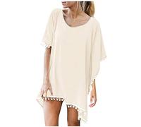 Vestito da spiaggia da donna, estivo, bikini con frange, da donna, Pareo da spiaggia in chiffon, costume da bagno largo Caftano telo da spiaggia