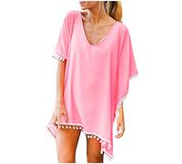 Vestito da spiaggia da donna, estivo, bikini con frange, da donna, Pareo da spiaggia in chiffon, costume da bagno largo Caftano telo da spiaggia