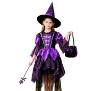 Vestito da Strega Bambina Elegante per le Feste di Halloween e a Scuola | Abito Elegante dal Taglio Classico, un Look da Maga per le Feste di Halloween per la Scuola e per le Ricorrenze in Famiglia