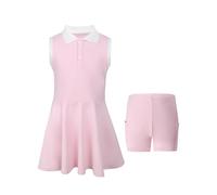 Vestito da Tennis per Ragazze con Tasche Separate per Pantaloncini Abito Sportivo da Golf Senza Maniche Polo Tennis Dress 13-15 Anni Rosa