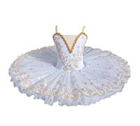 Vestito da Tutu per Danza Classica per Ragazza 2025, Costumi per Danza Classica per Donne Professionali Gonna da Festa per Ballerina Costumi del Lago dei Cigni per Performance,Bianca,160
