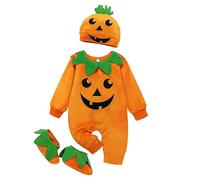 Vestito Da Zucca Costume Halloween 1-2 Anni Costume Zucca Bambino Con Calze E Cappello Travestimento 6-18 Mesi Mantello Mercoledi Bambina Carnevale Neonata Pumpkin Costumi Abito Arancione