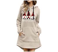 Vestito di Natale da Donna - Maglione di Natale per Donna - Tasca Felpa con Cappuccio Invernale Calda Economica Maniche Lunghe Vestito Felpa Cappuccio Brutta Felpa Natale Fluida Pull Dress Stampata