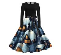 Vestito di Natale Donna, Vintage Anni 50 60 Audrey Hepburn Vestiti da Cocktail Elegante di Cotone Vestiti Natale Donna Abito Cerimonia Donna Elegante Vestito Abito Natalizio per Donna