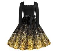 Vestito di Natale Donna, Vintage Anni 50 60 Audrey Hepburn Vestiti da Cocktail Elegante di Cotone Vestiti per Natale Donna Vestito Donna Elegante Abiti da Natale Party Festa