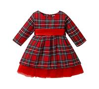 Vestito di Natale Elegante per Bambina - Abito Natalizio Neonata Bowknot, Completo Invernale, Principessa A-Line, Festa (K Red, 12-18 Mesi)