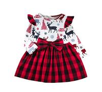 Vestito di Natale per Bambina Ragazza Elegante Abito Natalizio Neonata Bowknot Completo Bambina Invernale Natalizio Vestito da Bambina Principessa A-Line Vestito da Festa (T Red, 5-6 Anni)