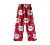 Vestito di Natale per bambine Autumn Winter Christmas Carino Cartoon Print Flannel Casual Home Long Pants Pajamas, Rosso anguria., 3-4 Anni