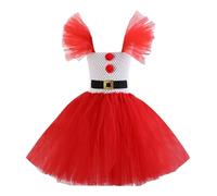 Vestito di Natale per bambini, abito da principessa ragazza, abito in tulle con maniche volanti con fascia in tulle a strati per bambini, abito da principessa Merry Christmas Abiti per feste di Natale