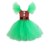 Vestito di Natale per bambini, abito da principessa ragazza, abito in tulle con maniche volanti con fascia in tulle a strati per bambini, abito da principessa Merry Christmas Abiti per feste di Natale