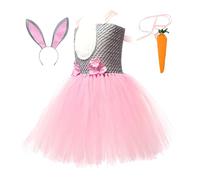 Vestito di Pasqua per ragazze - Vestito da principessa per cosplay pasquale con carote di peluche | Abbigliamento principessa per cosplay per ragazze piccole per Pasqua, riunioni, giochi di ruolo