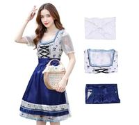 Vestito Dirndl bavarese da donna, per cosplay, festa della birra tedesca, con maniche in pizzo, per feste della birra tedesca (bianco, XL)