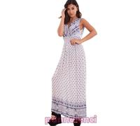 Vestito donna abito lungo leggero scollo V cachemire boho gipsy nuovo AS-5734