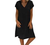 Vestito Donna Casual Elegante Stampa Floreale Moda Abito da Donna Boho Midi Vestiti Abito da Spiaggia Tank Short Mini Vestito A-Line Estivo Vintage Beach Dress (M,Nero-c)